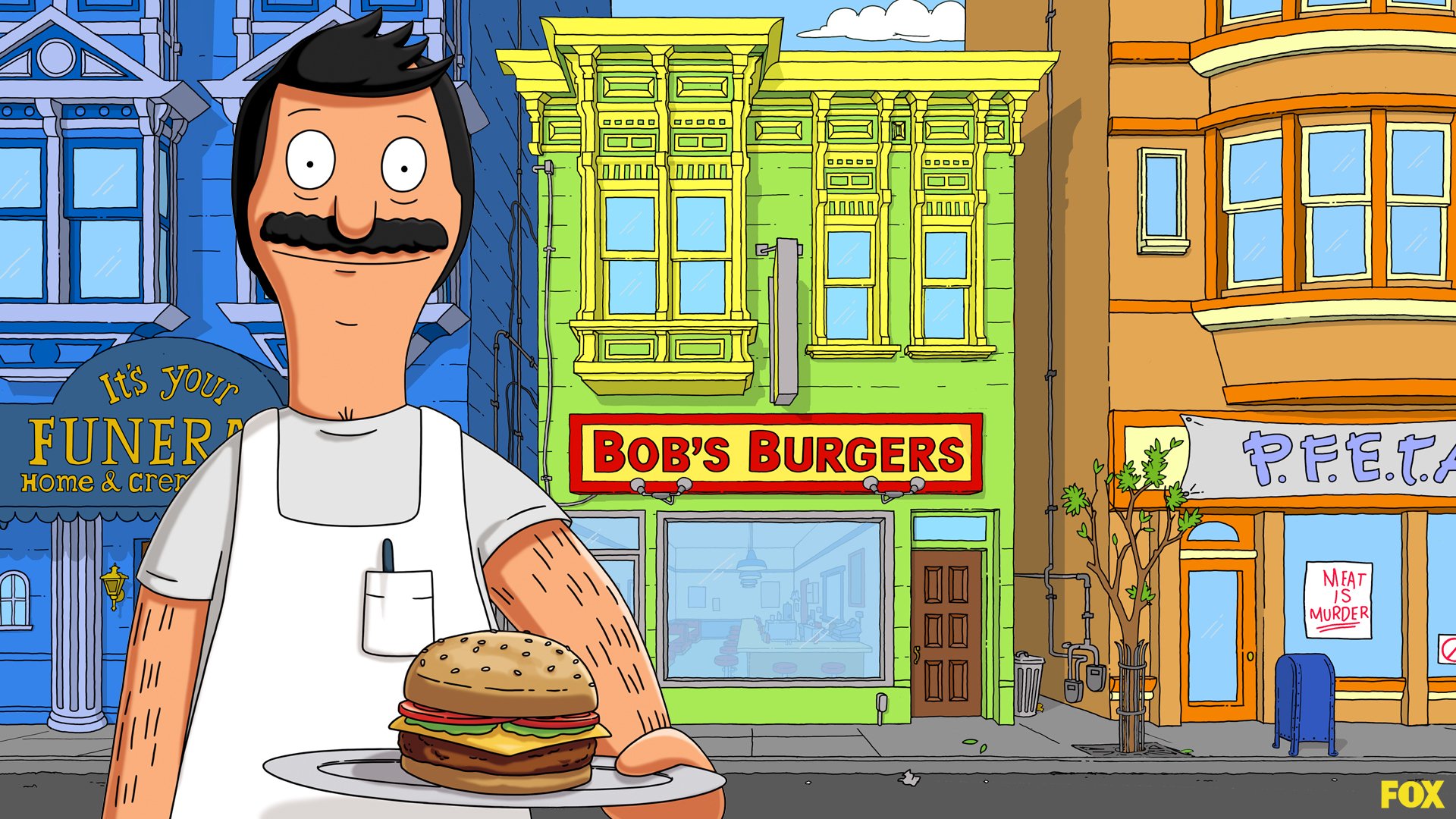 Bob Belcher in front of his restaurant